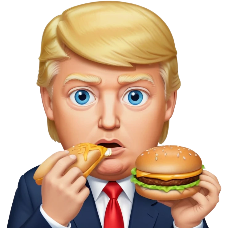 Donald Trump blue eyes eating a Big Mac  emoji