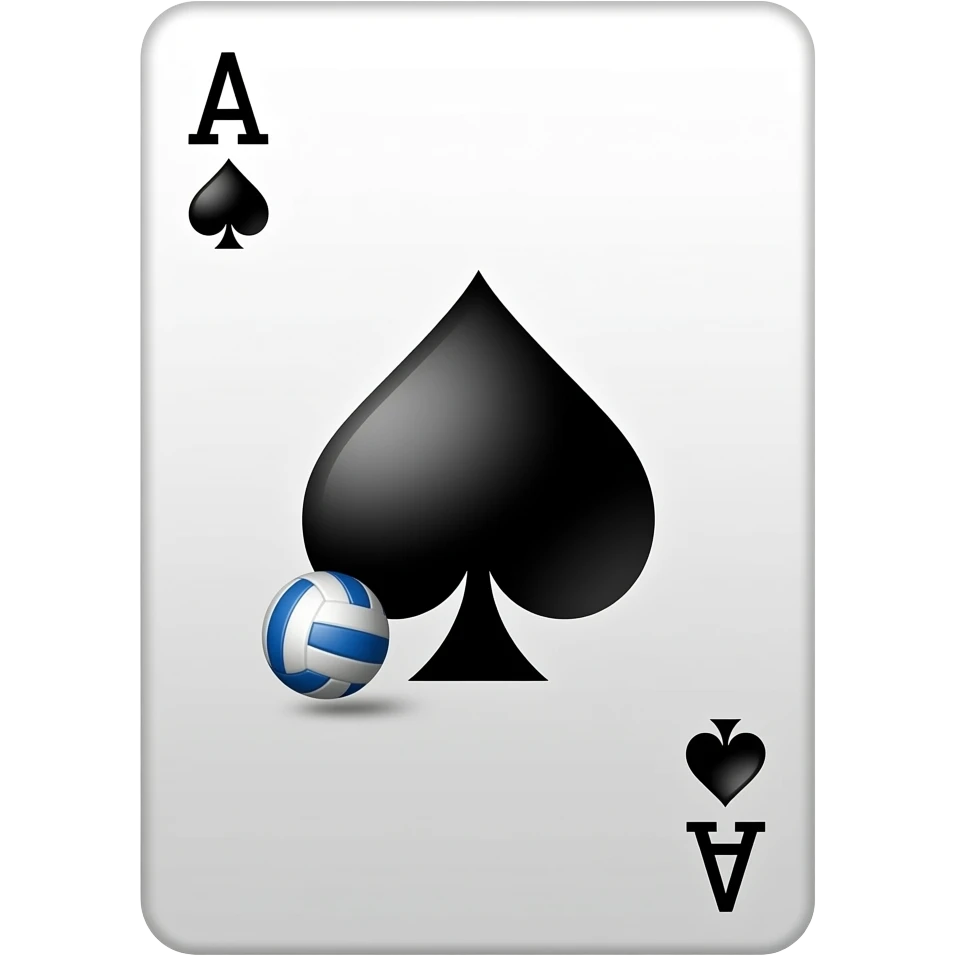 Emoji ace of spade eating a volleyball emoji