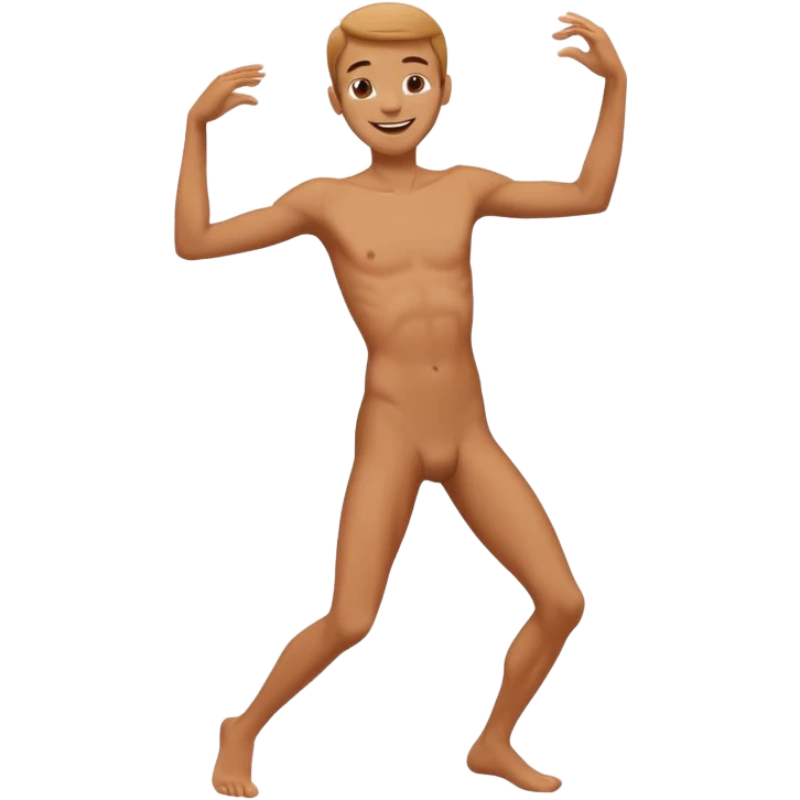 Skinny naked guy dancing happy emoji