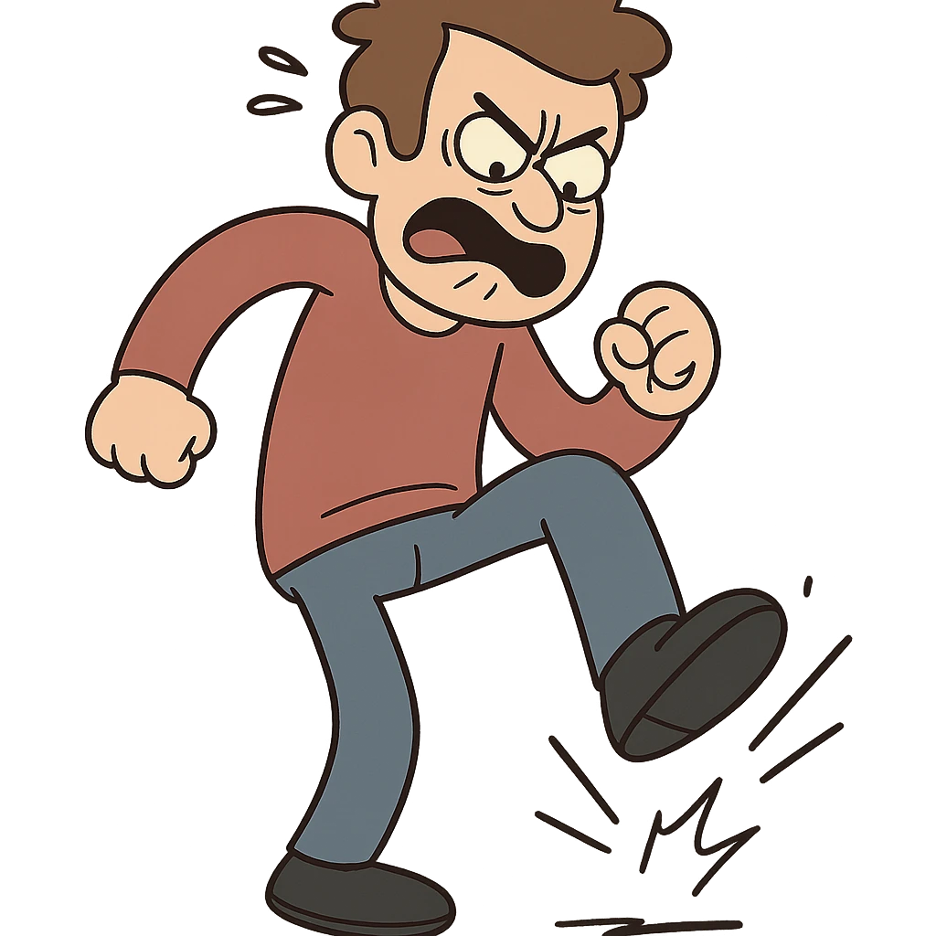 a person stomping their foot, frustrated, cartoon style emoji