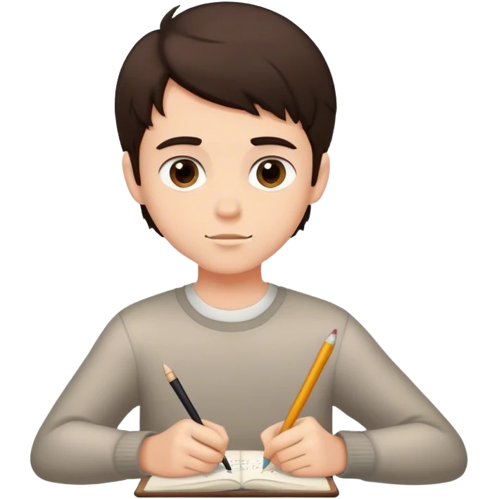 brown ski dark brown hair handsome boy writing  emoji