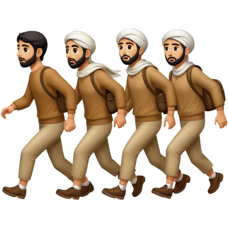 убегающие иранцы, в полный рост, в профиль emoji