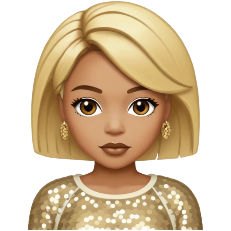 T-Boz from TLC with blonde hair, ivory sequin outfit emoji