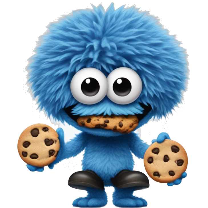 Thug-Life Gangster-style Hood-version of Cookie Monster:
Blue, fuzzy, and always hungry for cookies, Cookie Monster is loveable and chaotic, with googly eyes that roll with excitement at the mere thought of his favorite treat. emoji