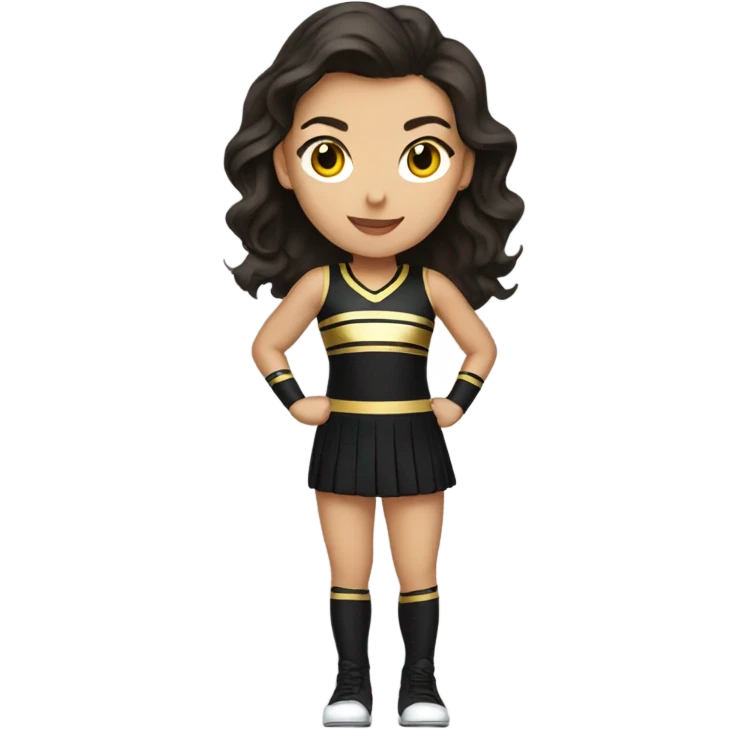 Brunette, black and gold cheerleader emoji