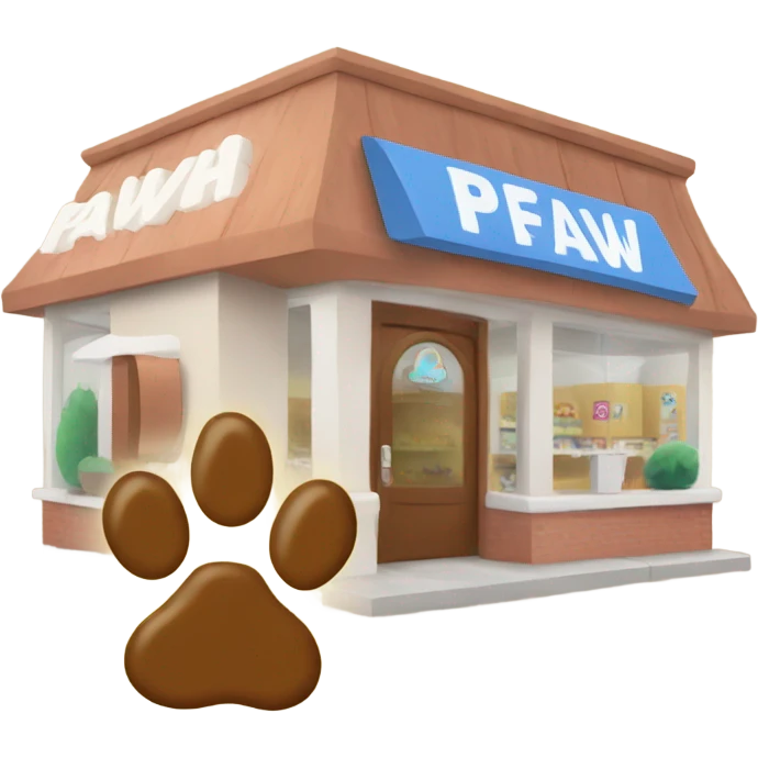 a paw store with a paw sign from half side view  emoji