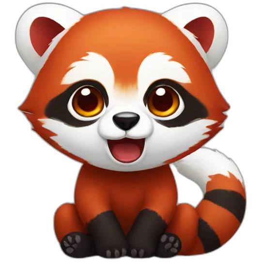 Bloodshot red panda emoji