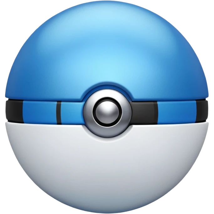 blue pokeball emoji, top half is a more saturated blue, bottom half is white, black stripe, with a metallic sheen emoji