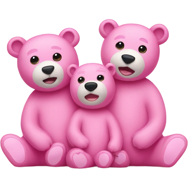 three pink bears emoji
