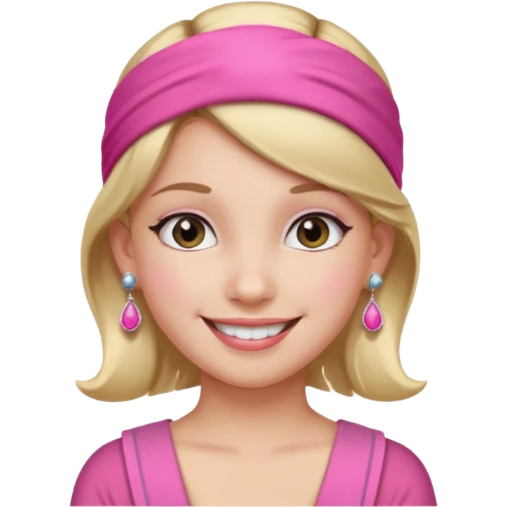 Fashion girl with pink headband and earrings, half body emoji
