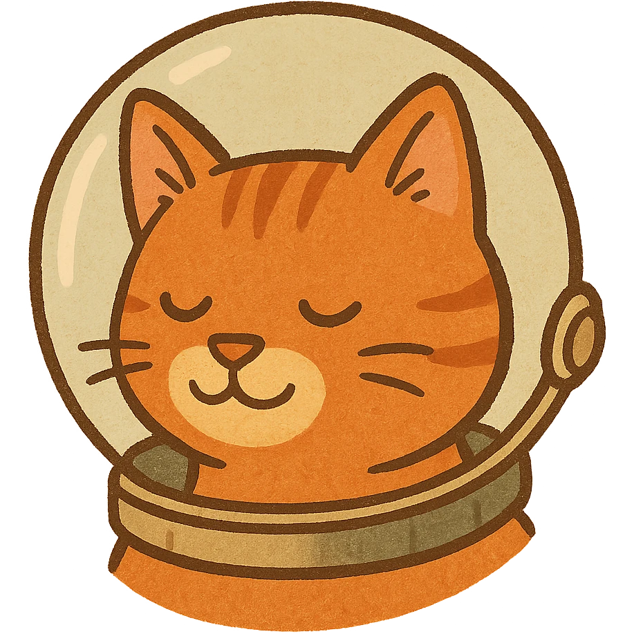 cat's head with a classic space helmet, retro cartoon style, soft shading emoji