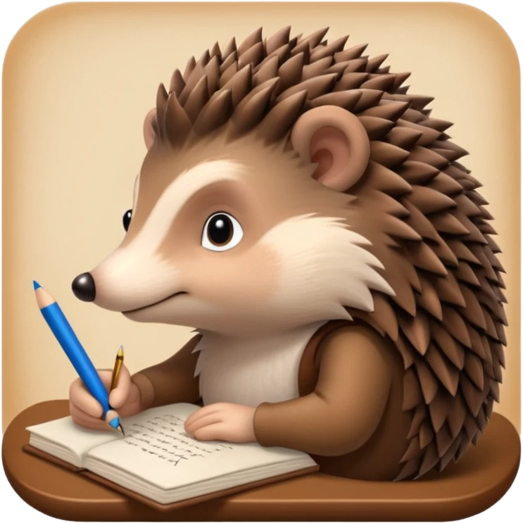 hedgehog writing poetry emoji