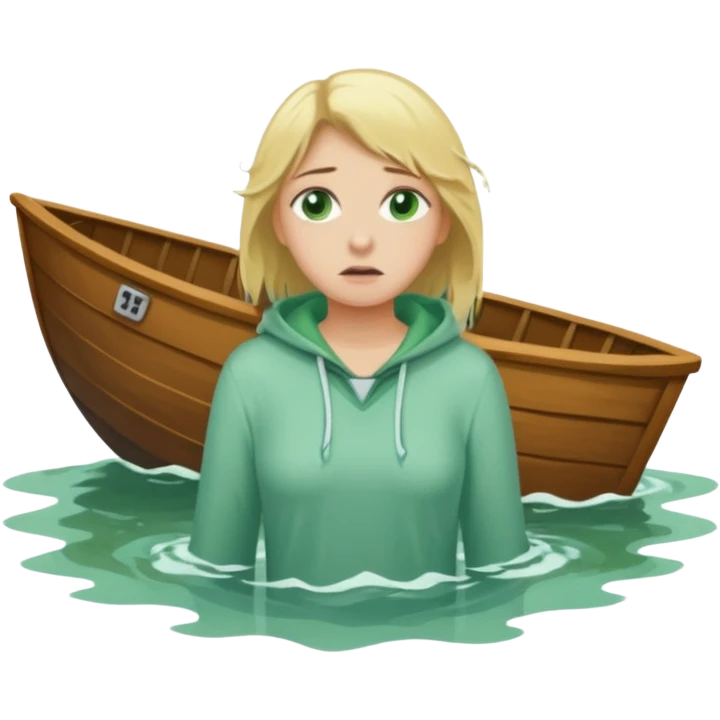 sad depressed weak cs major who is a pretty girl with blond hair and green eyes drowning on ship emoji