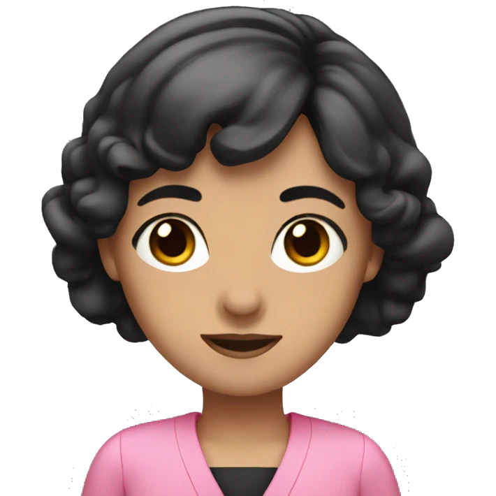 a teacher with black hair, dark eyes and pink dress emoji