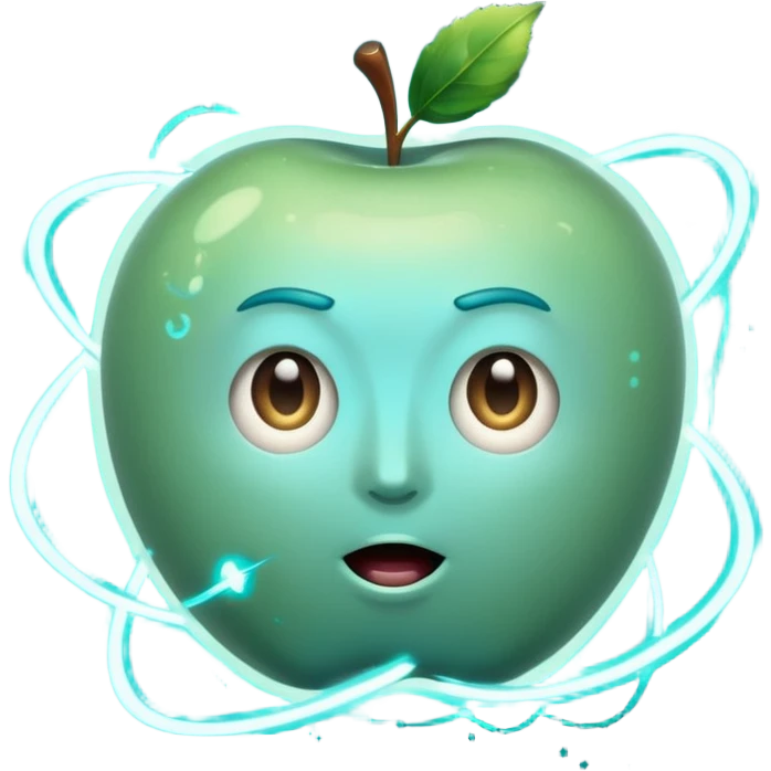 Uranus planet emoji in Apple style with a surprised or excited face, blue-green hues, dynamic rings, electric sparks, embodying chaos and sudden change emoji