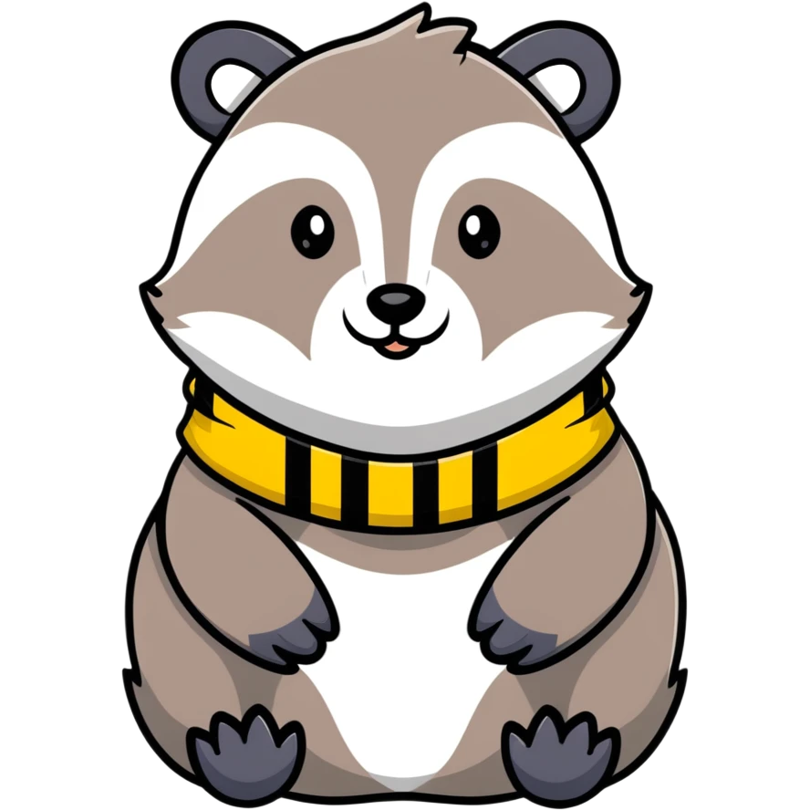 badger head with yellow and black striped scarf emoji