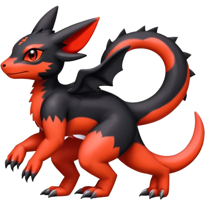 Cute Shiny Guilmon-Salandit-Umbreon-Fakémon-hybrid-creature (full body)  emoji