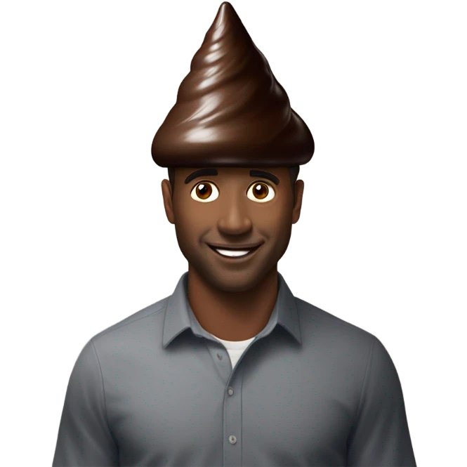 Hershey chocolate kiss on top of a man’s head  emoji