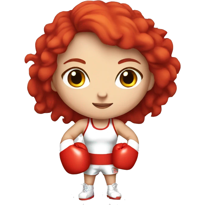 Boxing girl, red hair, white skin, red boxing gloves emoji
