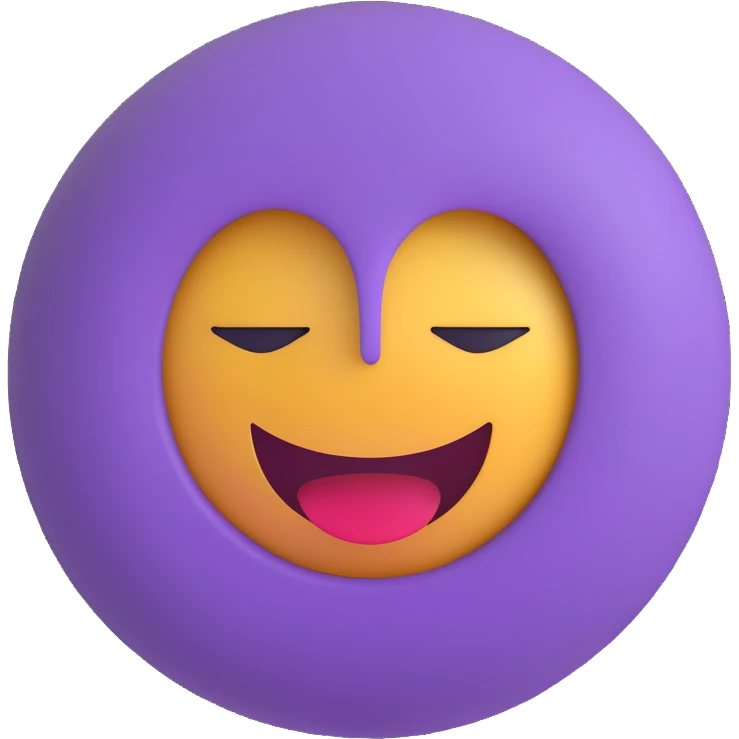 3D smiley emoji, round shape, purple color, with text 'szét vagyok', tired face emoji