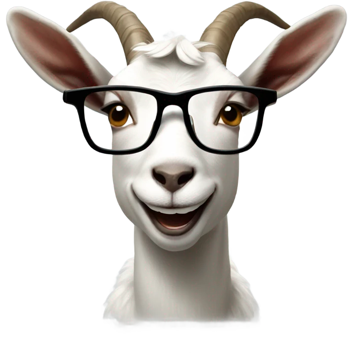 a goat wearing glasses laughing emoji