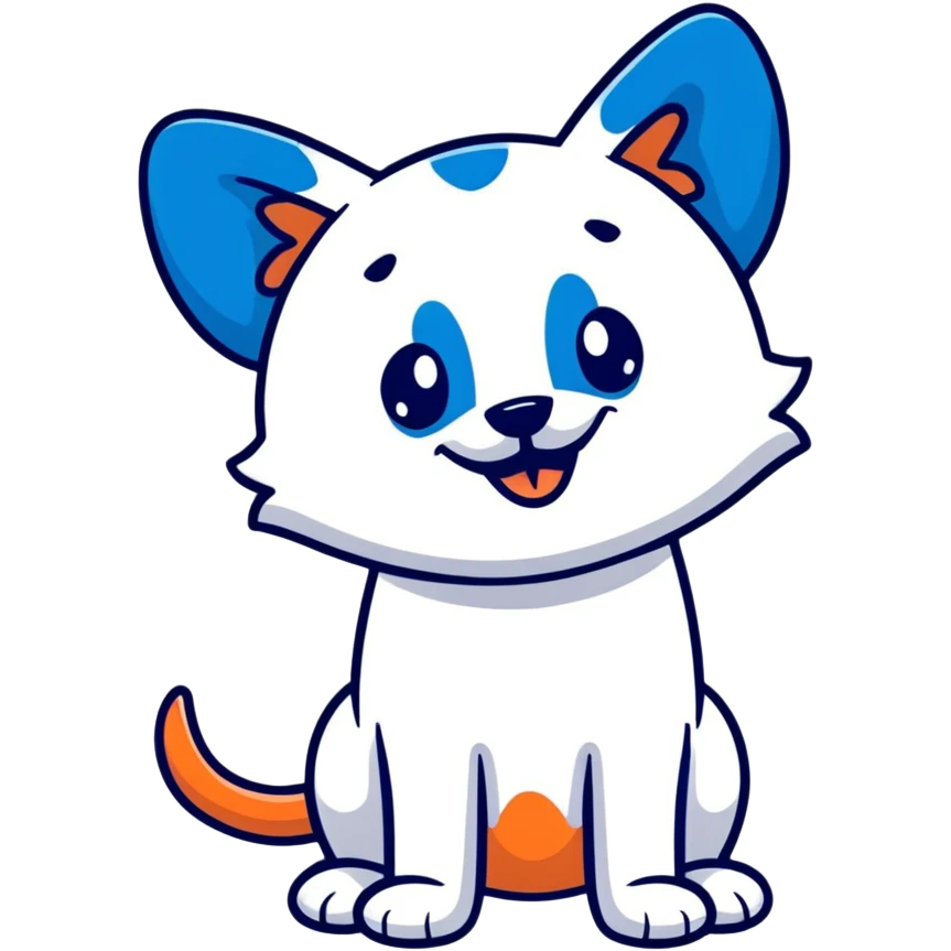 Bluey character, blue cartoon dog with rounded ears and happy expression emoji