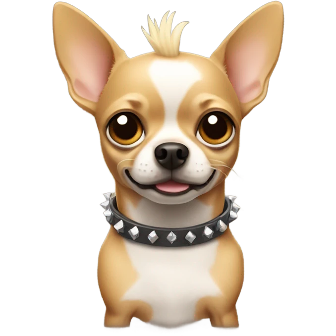 Chihuahua with a mohawk and a spiked collar emoji