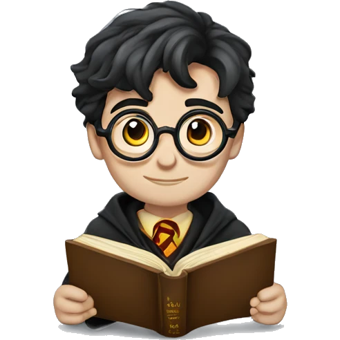 harry potter with book emoji