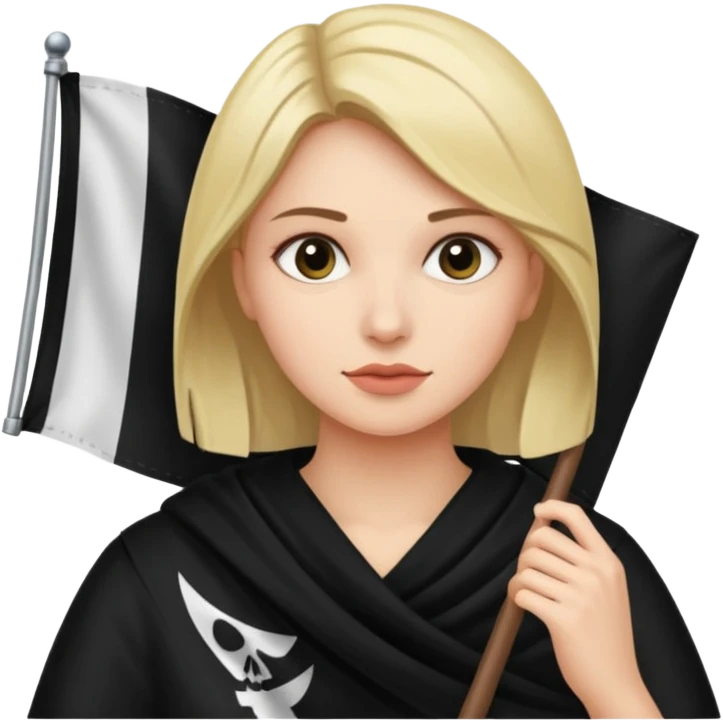 Сделай голую девушку которая держит черный флаг а на нем написано controlofpanicov  emoji