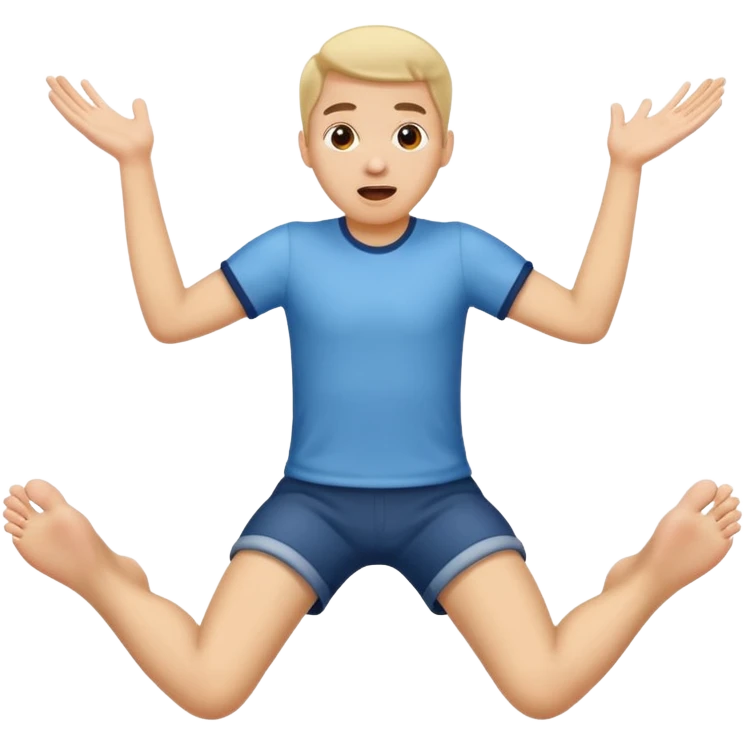 An emoji face that has his feet in the air behind him emoji
