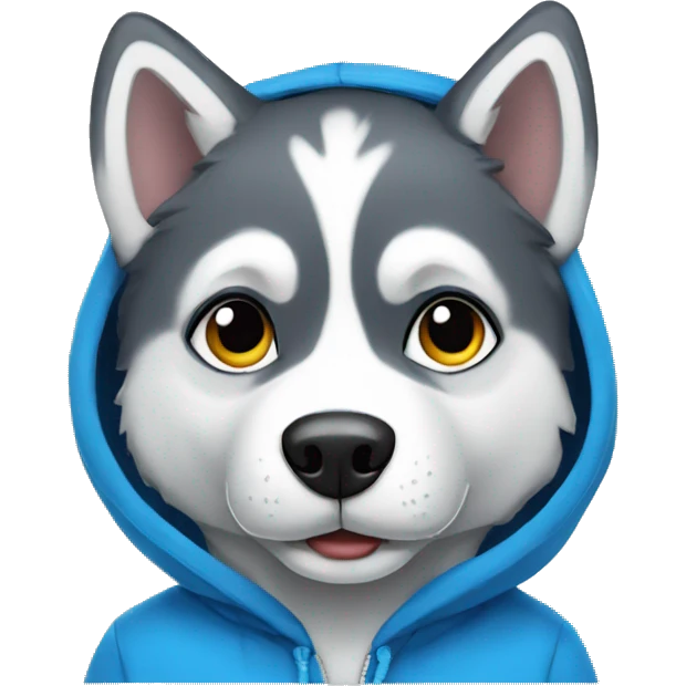husky in a blue hoodie emoji