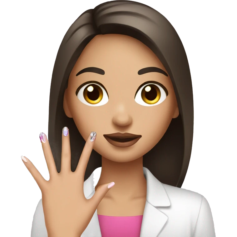 Brunette Girl getting a manicure at nail salon emoji