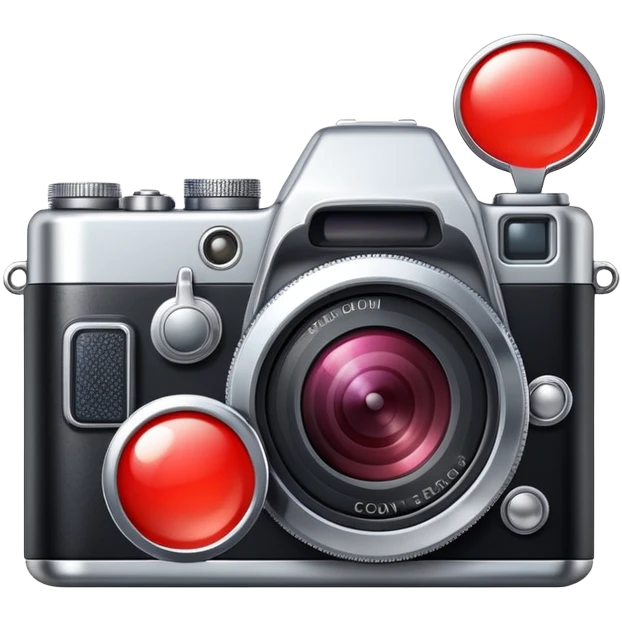 digital camera or smartphone camera icon with a red notification bubble emoji