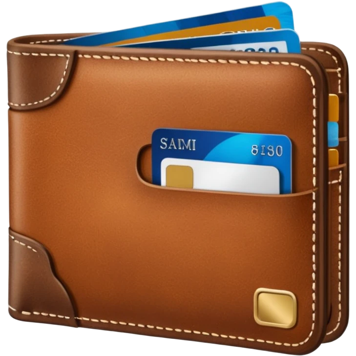 portefeuille marron avec billet et carte bancaire emoji