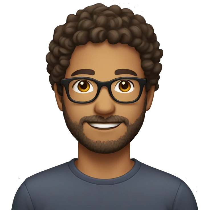 young father with glasses, short brown curly hair, olive skin, stubble beard emoji