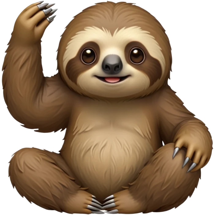 cinematic-sloth-realistic-full-body-sitting-emoji,-long-curved-claws-clinging,-thick-shaggy-brown-fur-slightly-ruffled,-head-tilted-dramatically,-slow-blinking-eyes-filled-with-serene-wisdom,-simplified-yet-realistic-focused-features,-highly-detailed,-glowing-with-an-almost-sarcastic-glow emoji