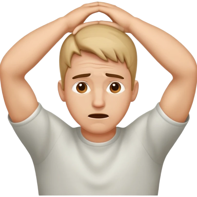 A man that’s is stressed as he puts his hands on his head emoji