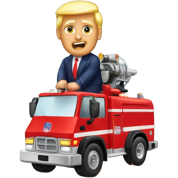 TRUMP RIDING FIRETRUCK emoji