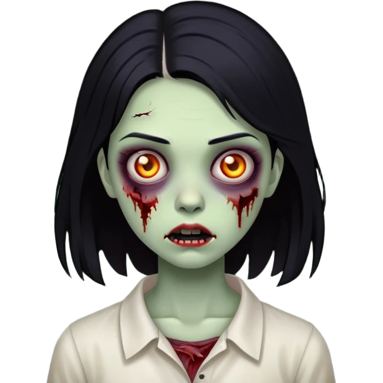 Girls zombie with Black hair emoji