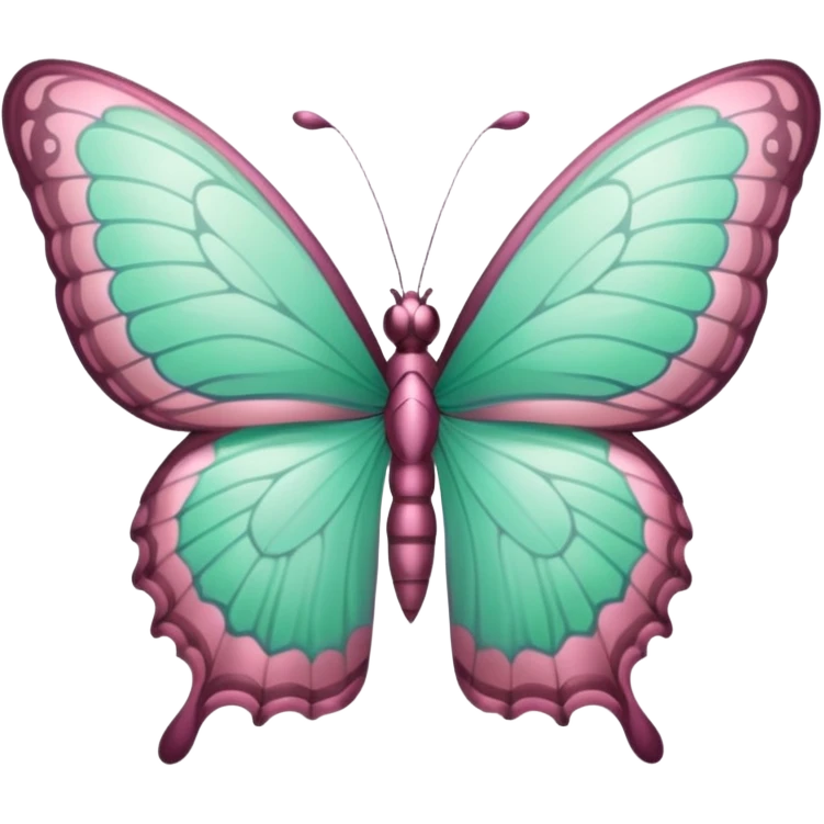 Beautiful mint green and warm dusty rose lila butterfly with detailed wings emoji