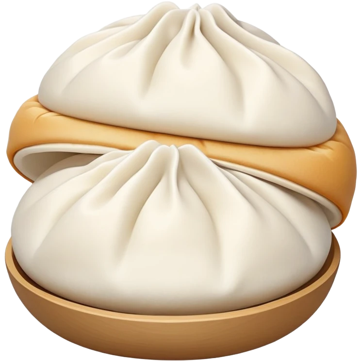 Tianjin Goubuli steamed buns with pinched top, simplified emoji style with bold outlines and bright colors, cartoon style Chinese baozi emoji