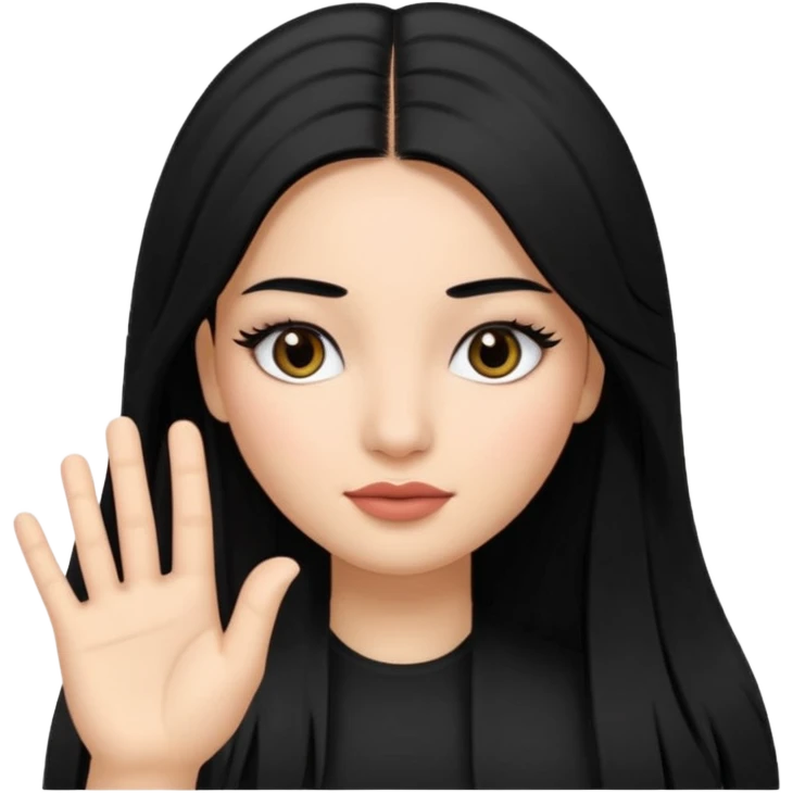 latina girl with straight long hair thats black memoji with nail no lipstick thats a baddie with lashes with 5 fingers emoji