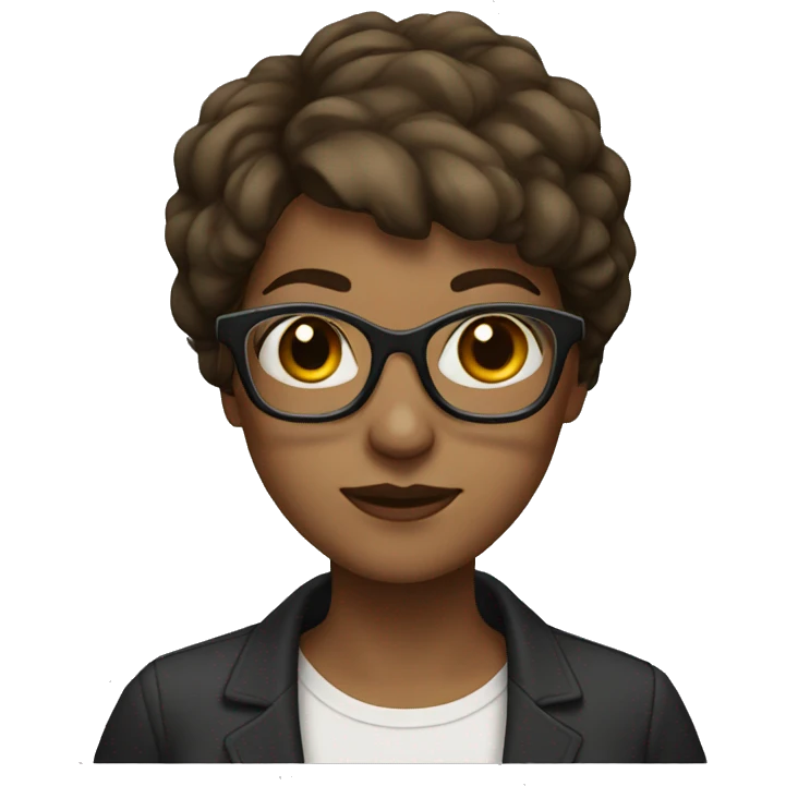 woman with glasses, short brown hair emoji