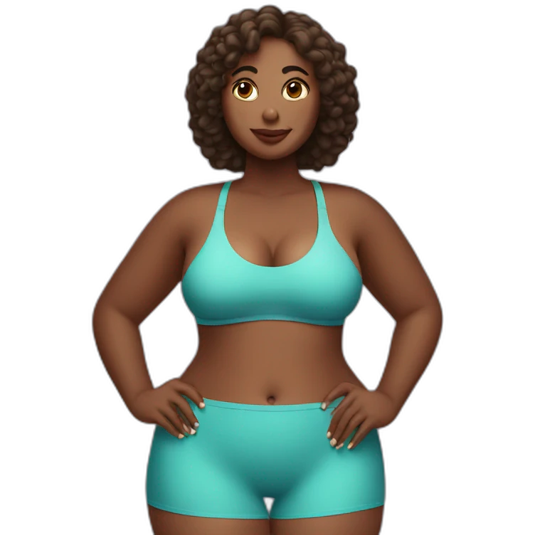 curvy woman holding chest in swimsuit emoji