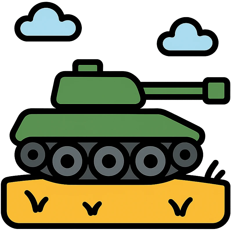 A tank in a field emoji