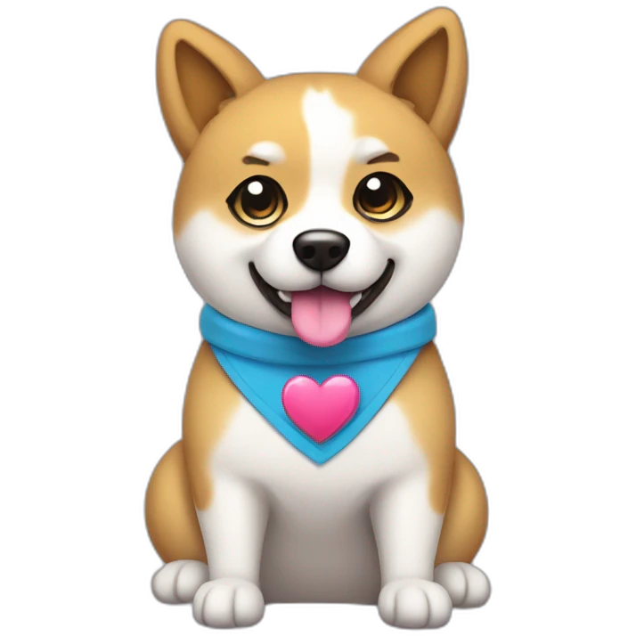 a cute doge with heart eyes holding a sign with "SUPERCHATTONE!", sticker style emoji