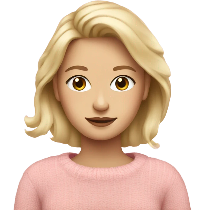 Blond beautiful finnish woman with brown pink bloom sweater emoji