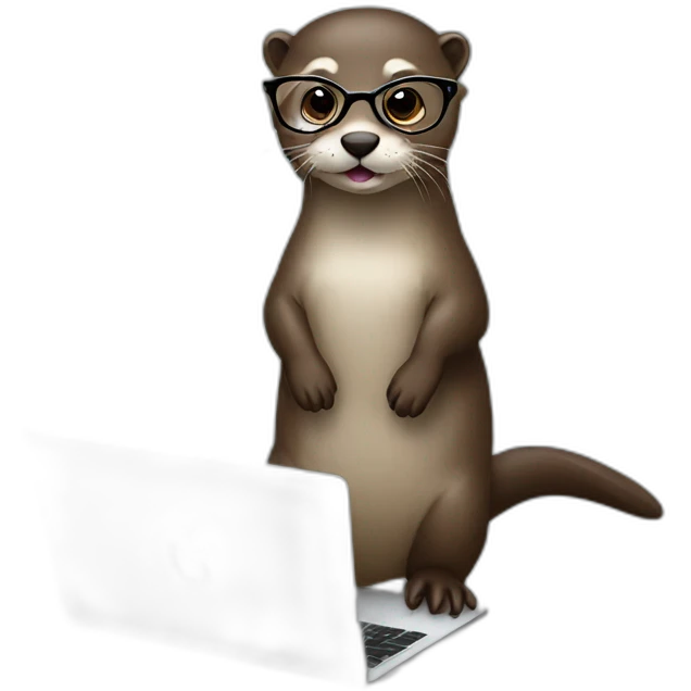 female vet otter with glasses with a macbook emoji