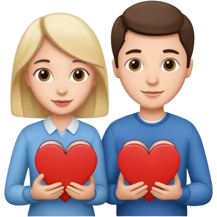 a couple hold heart books emoji