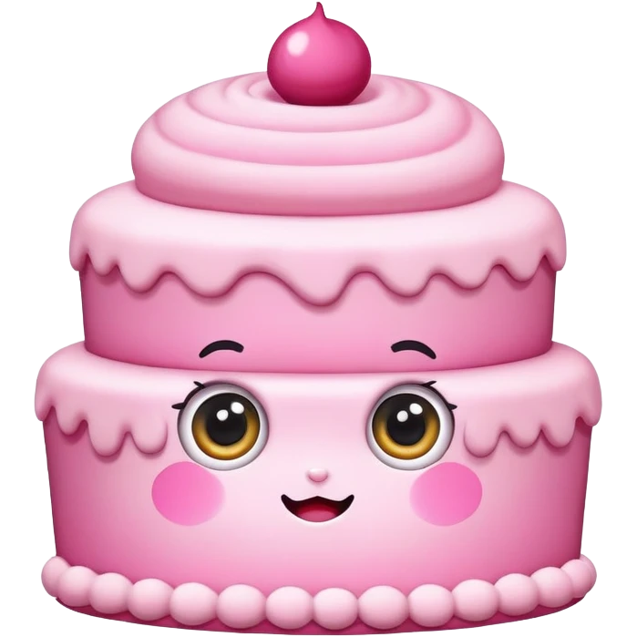Cute Pink cake with big eyes  emoji